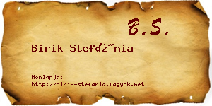 Birik Stefánia névjegykártya